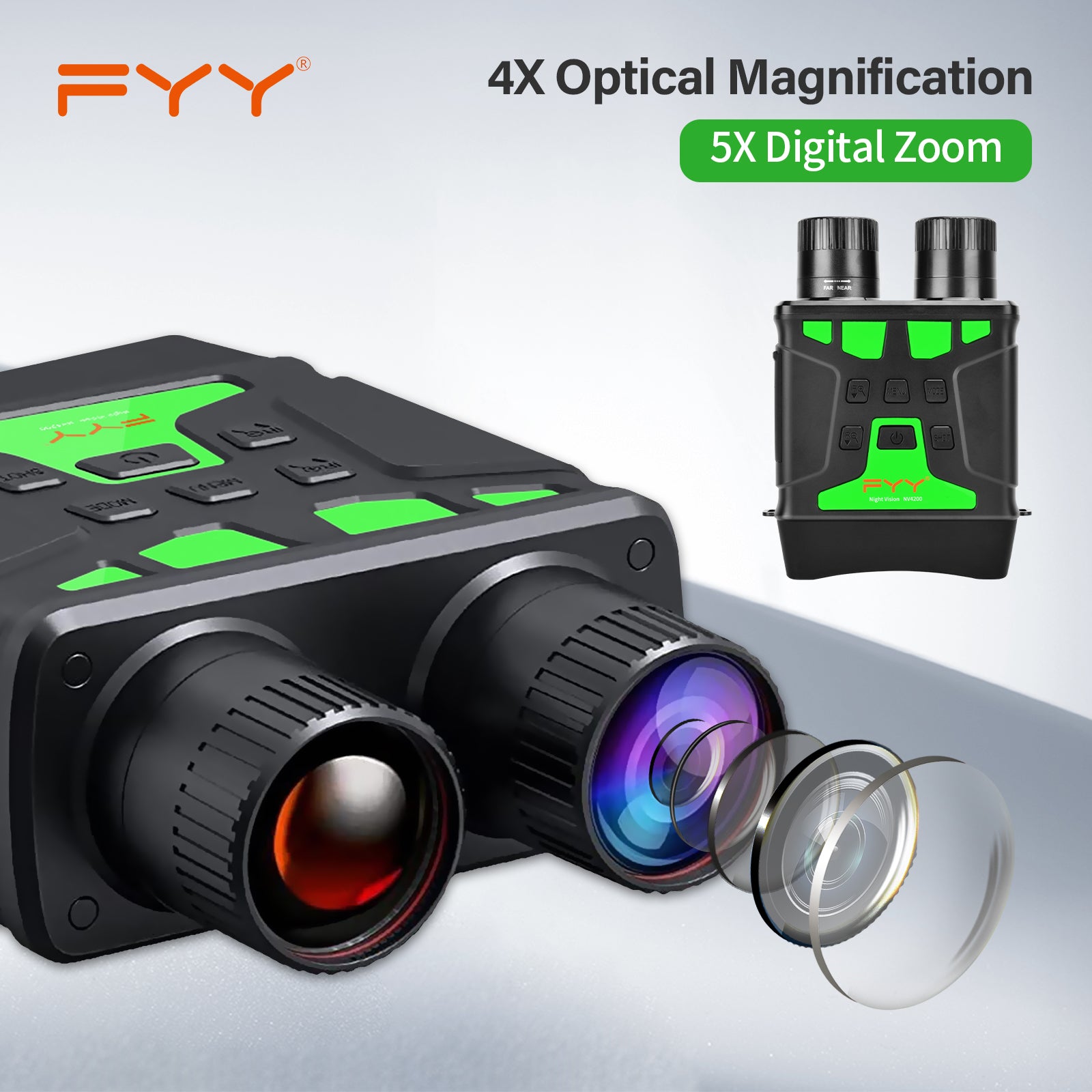 Fyearfly Night Vision Goggles, Night Vision Device Photograph Video Record  Infrared Night Vision Monocular for Hunting Fishing